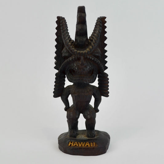Vintage Hawaii KCCO LTD Tiki Figurine Wooden Carved 6.5"