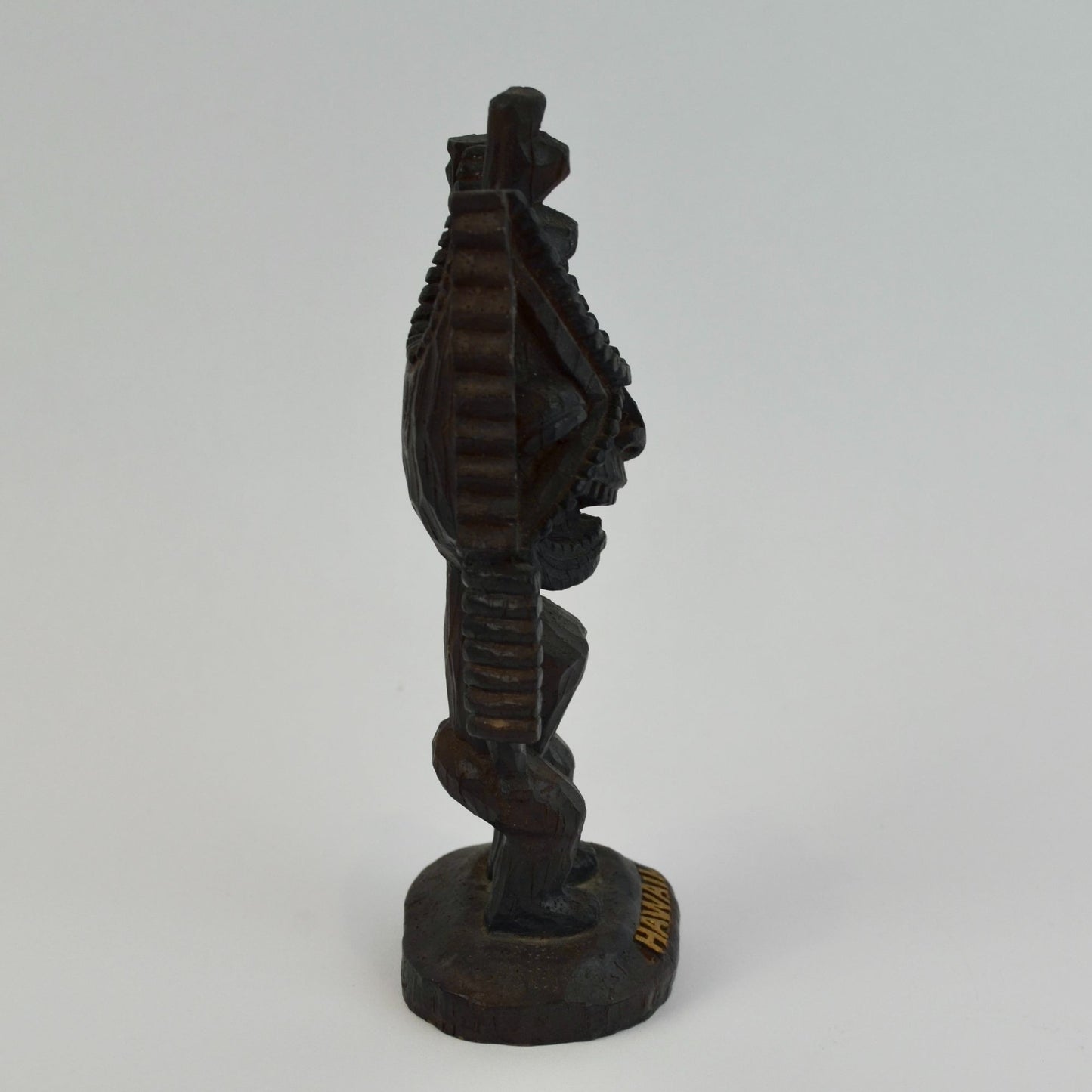 Vintage Hawaii KCCO LTD Tiki Figurine Wooden Carved 6.5"