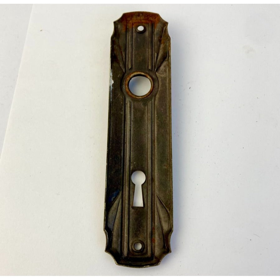 Antique Brass Door Knob Backplate Skeleton Keyhole Vintage 6"