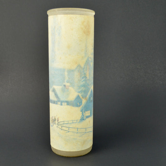 Vintage Sugar Frosted Vintage Pillar Candle Holder Glass 9"