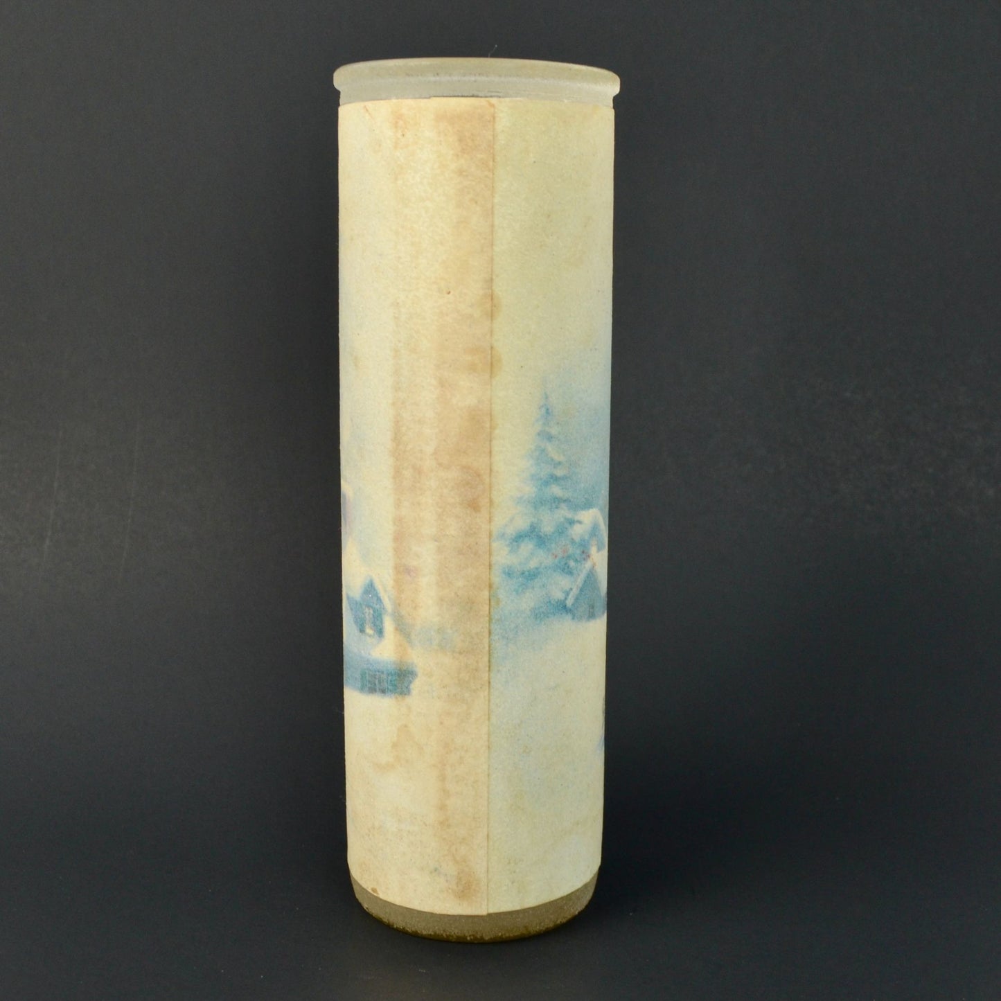 Vintage Sugar Frosted Vintage Pillar Candle Holder Glass 9"