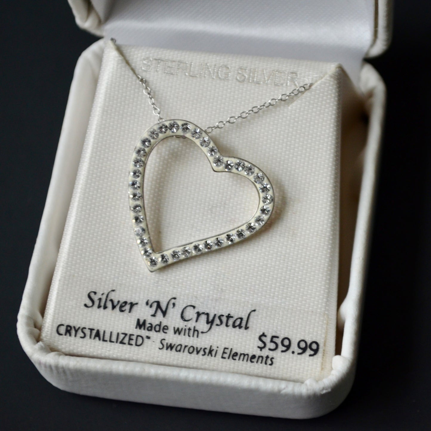 Silver 'N' Crystal Sterling Heart Necklace New