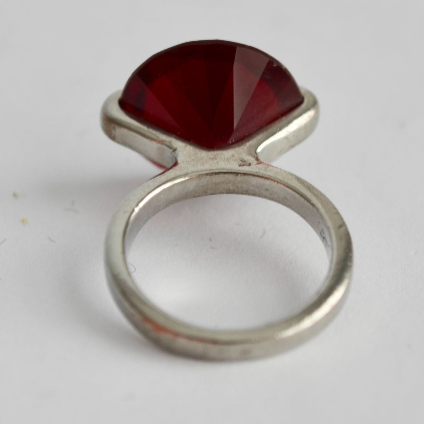 Vintage Silver Ring Large Red Stone Size 5.5