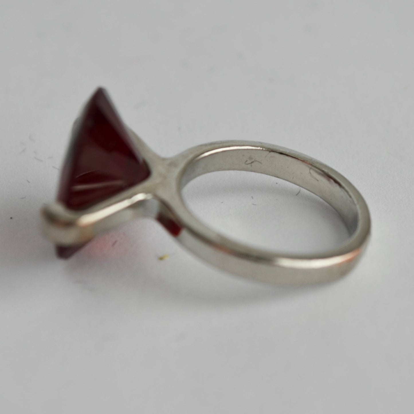 Vintage Silver Ring Large Red Stone Size 5.5