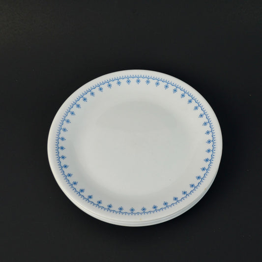 Corelle Snowflake Blue Garland Dessert Plates Lot of 3 Vintage Bread Butter