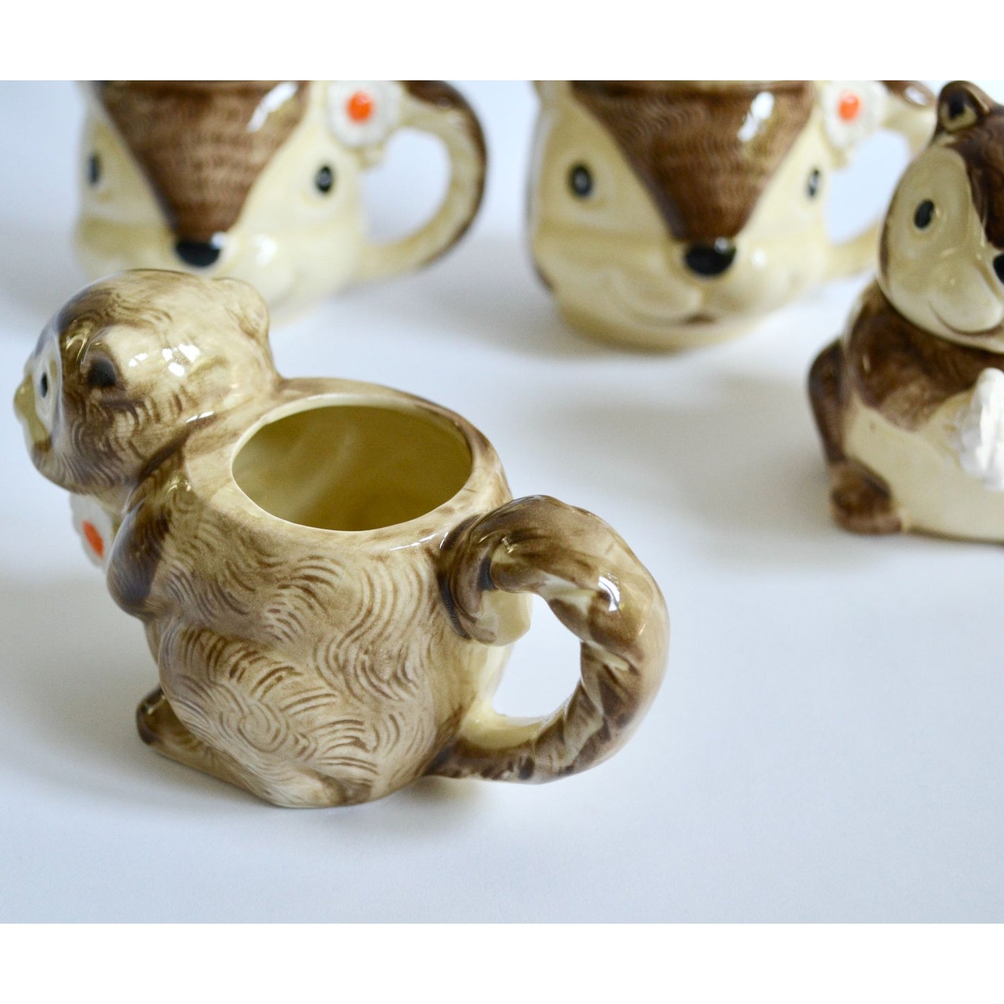 Enesco 1979 Japan Squirrel Chipmunk Anthropomorphic Mugs Creamer & Sugar Set