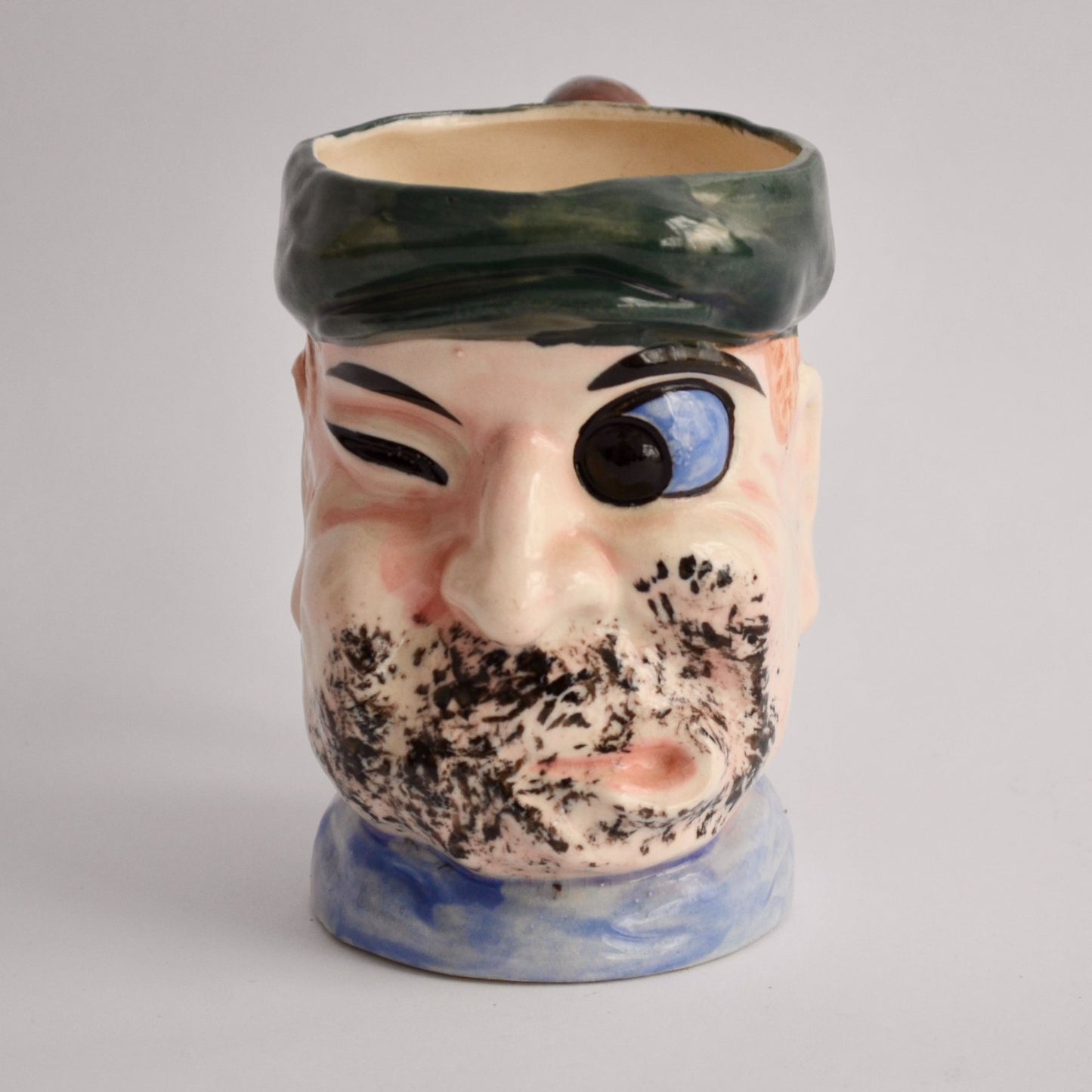 Vintage Japan Pirate Head Mug Face Stein Winking Eye Patch Ceramic 1950s
