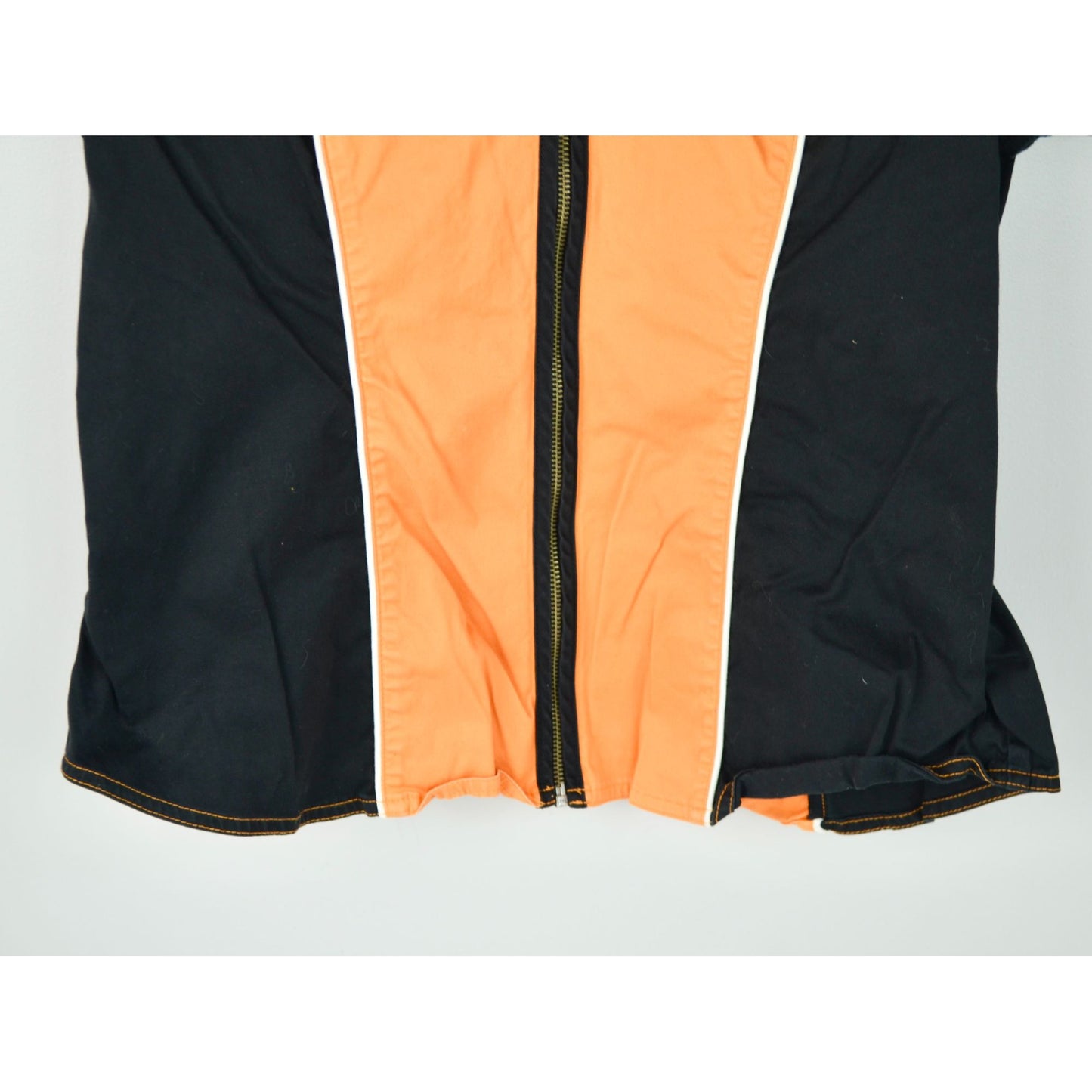 Harley Davidson Orange Black Women's Mechanic Shirt Embroidered XL