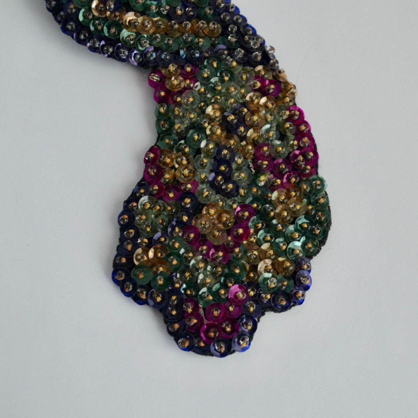 1940s Vintage Peacock Sequin Felt Brooch Large Pillow Handmade