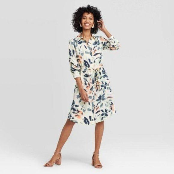 NEW a new day Printed Longsleeve Shirt Dress