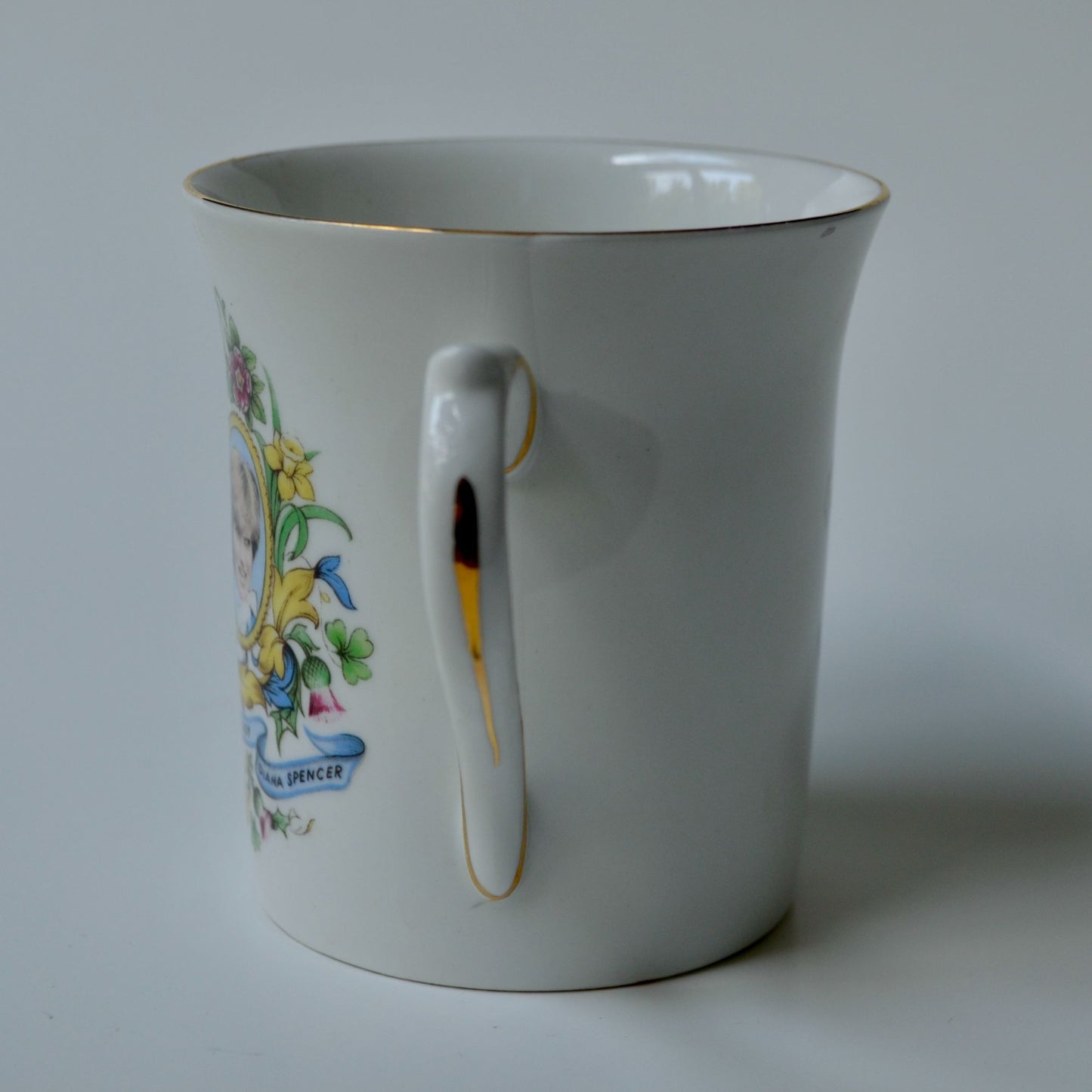 Rosina China Co Bone Queen's England Charles Diana Coffee Mug Gold Trim