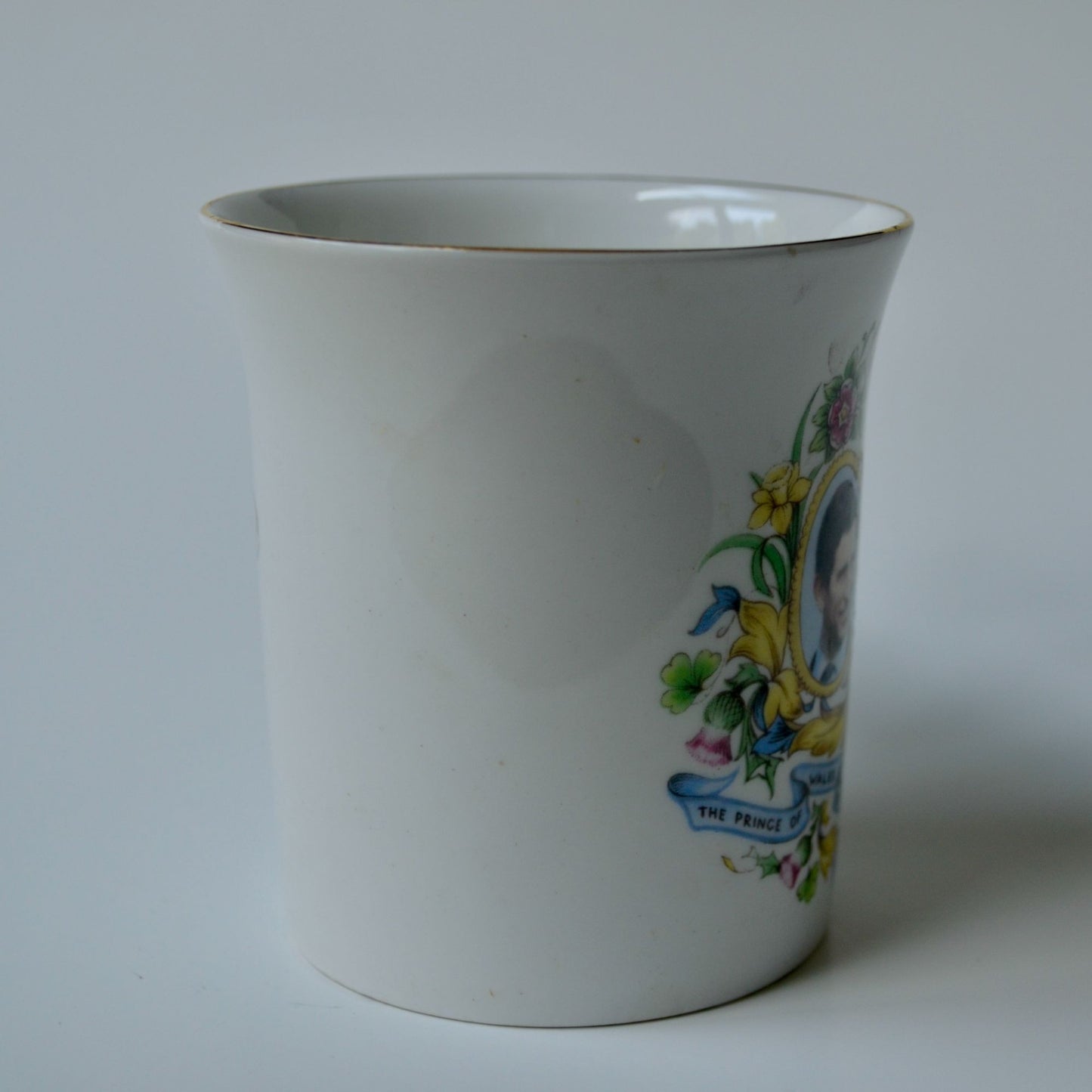Rosina China Co Bone Queen's England Charles Diana Coffee Mug Gold Trim