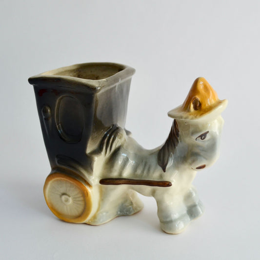 Shawnee Pottery Donkey Pulling Cart Planter Vintage #709