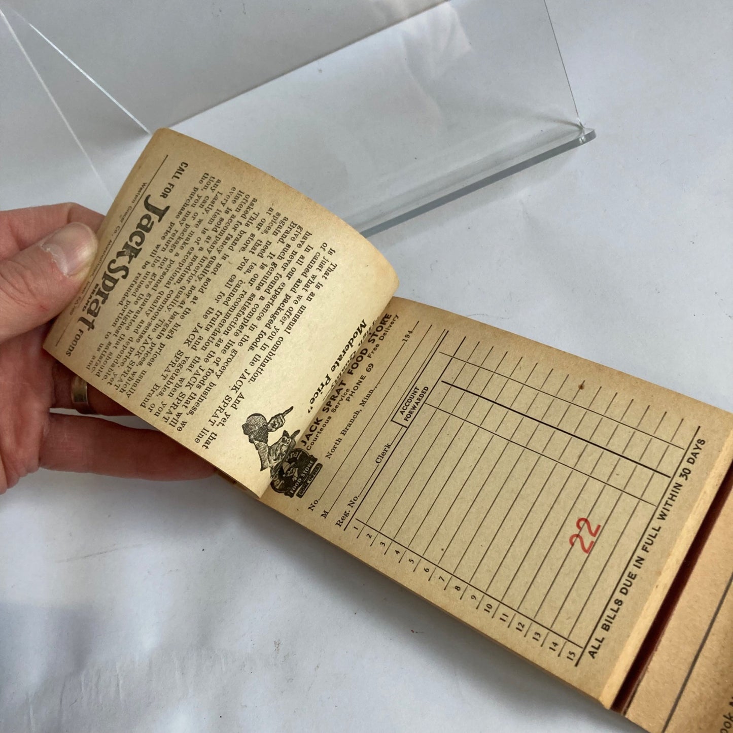 Lot Vintage 1940's Flink's Jack Sprat Food Store Invoice Book Receipt Ledger Ad