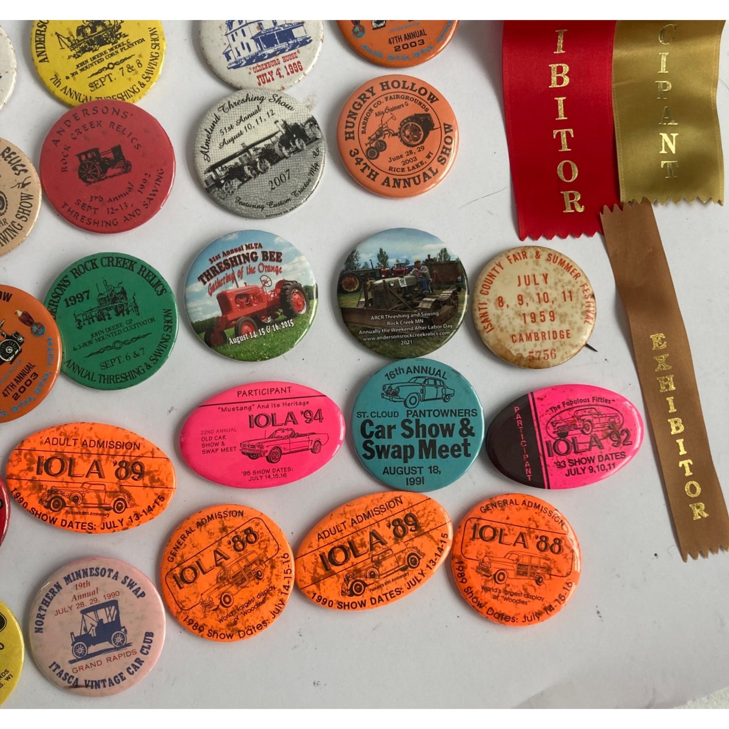 Large Lot Vintage Threshing Show Buttons Car Show Midwest Minnesota Iowa