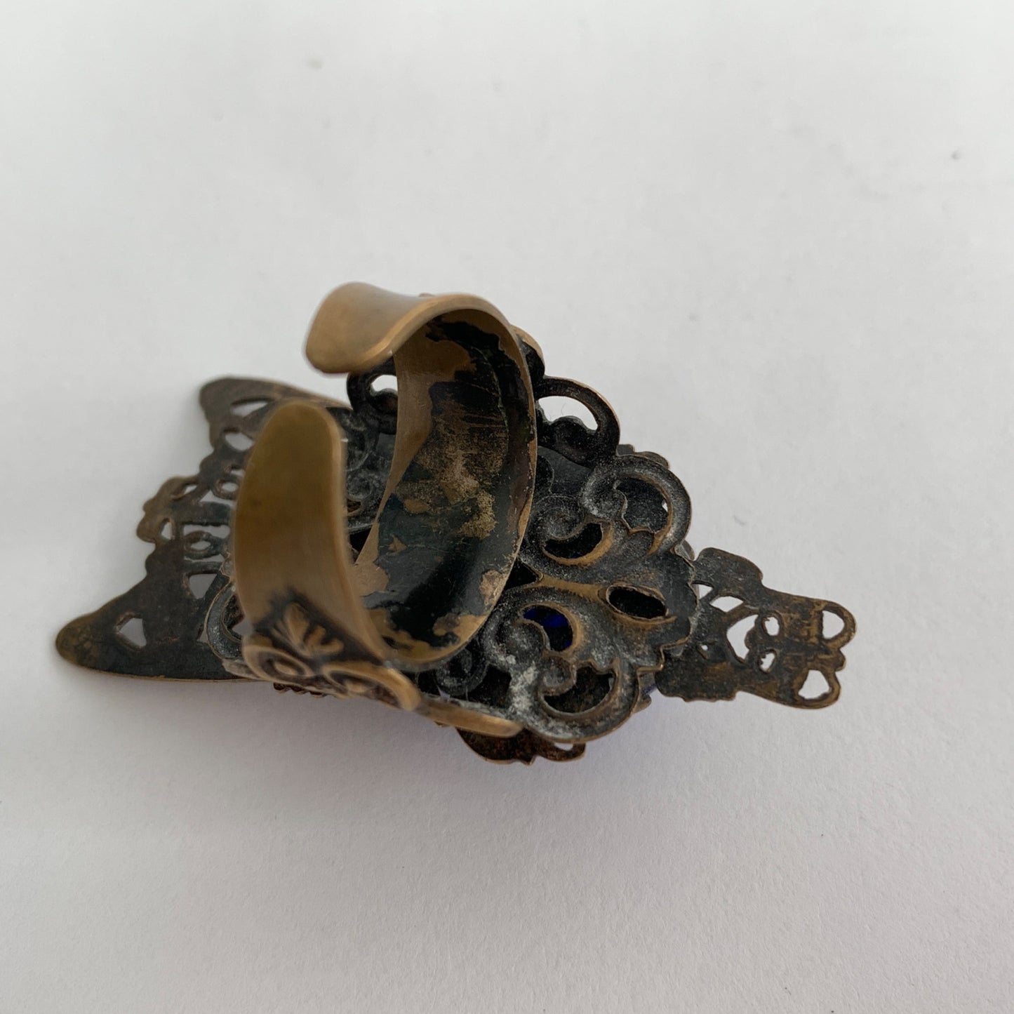 Vintage Cicada Midnight Blue Cabochon Ring Adjustable