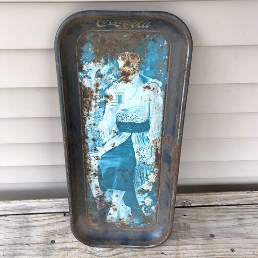Vintage Coca Cola Metal Tray Woman Drink Coca Cola Advertising 19”