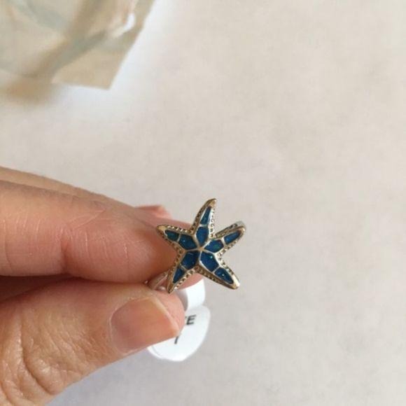 New Blue Fire Opal Starfish Ring Silver