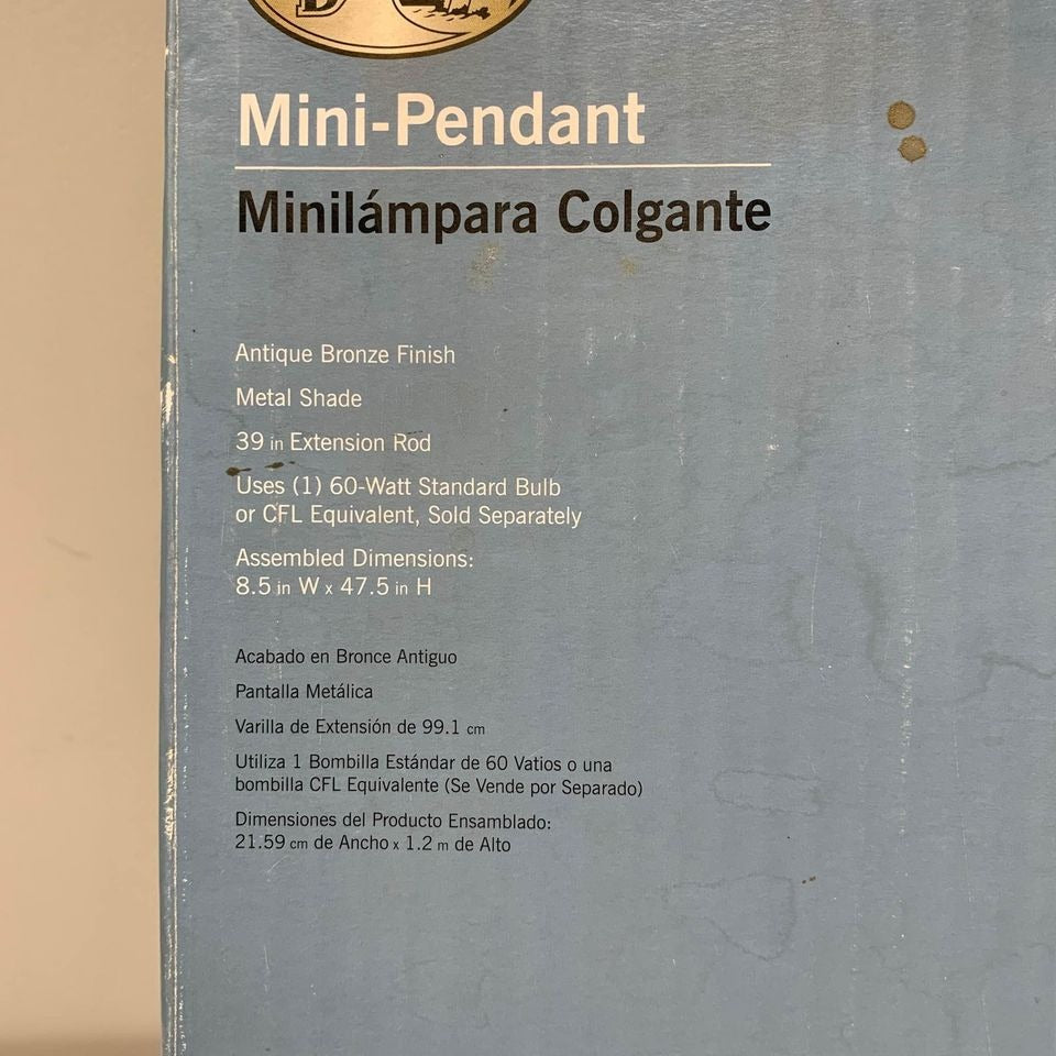 New Hampton Bay Mini-Pendant Antique Bronze Finish