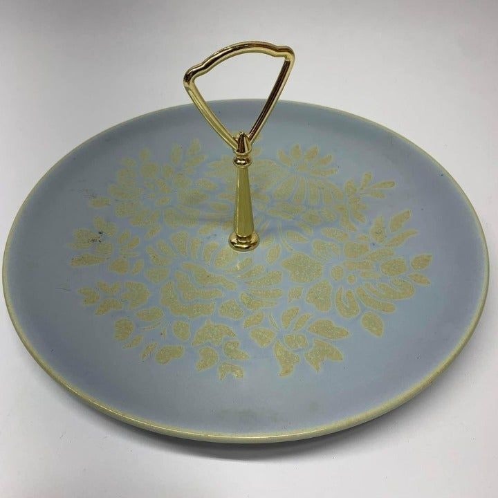 Red Wing Pottery #216 Blue Floral Tidbit Tray Plate