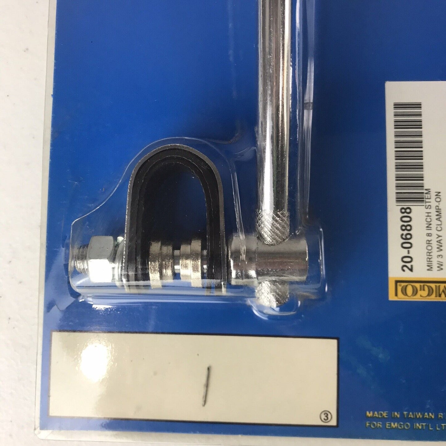 Emgo Motorcycle Mirror 8 Inch Stem w/ 3 Way Clamp-On Part No. 20-06808