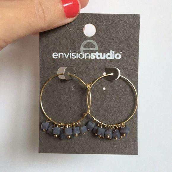 New Envision Studio Stone Hoop Earrings