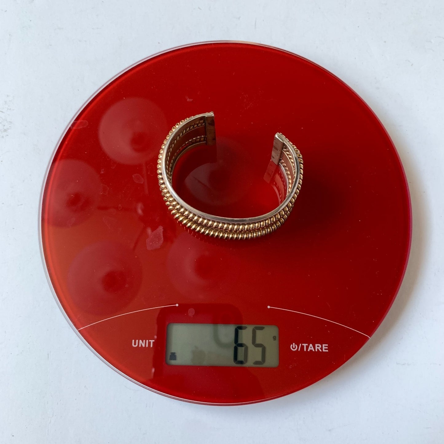 Tahe Native American Vintage Sterling and Gold Filled Bracelet 65 grams