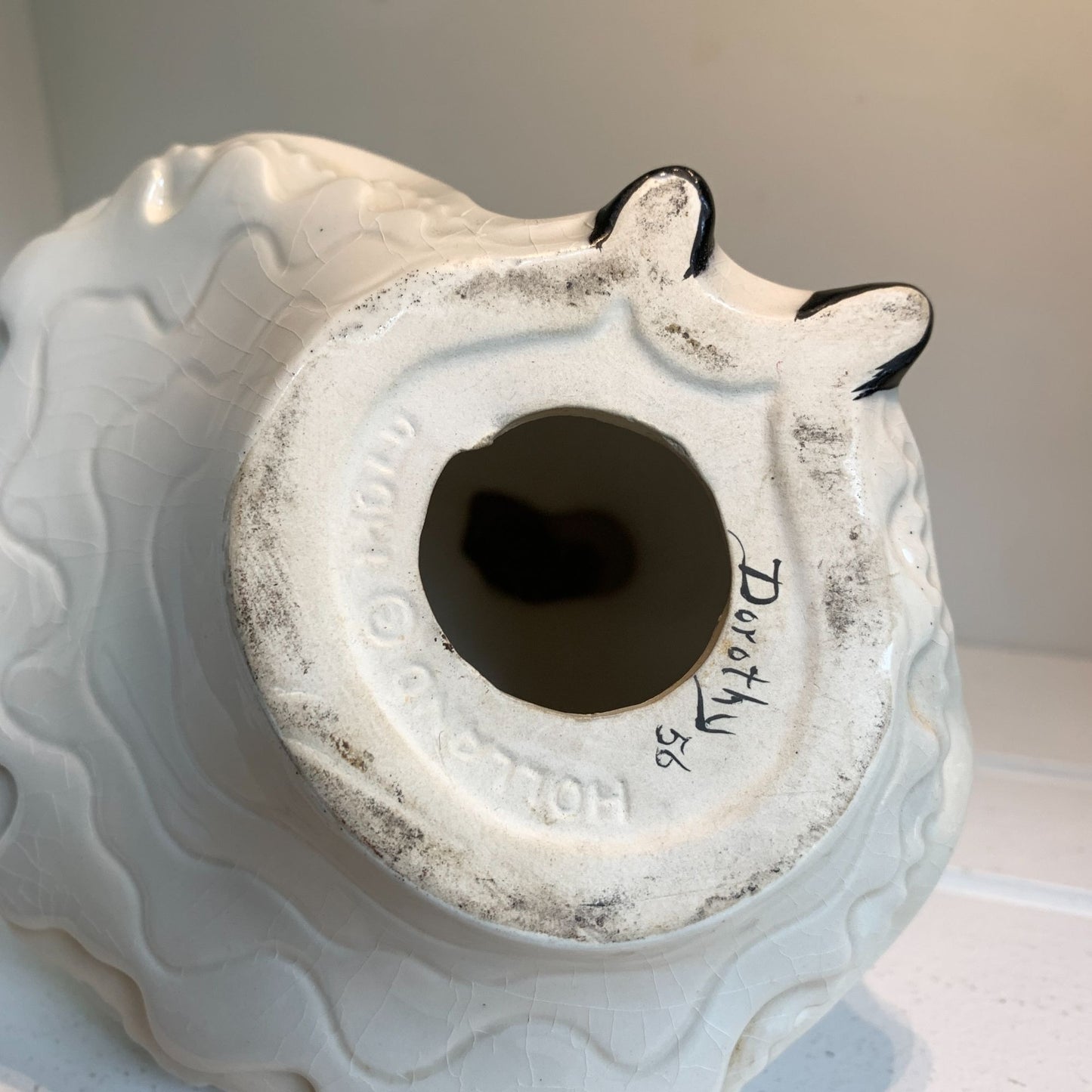 Holland Mold Vintage Glazed Ceramic Girl with Flower Figurine