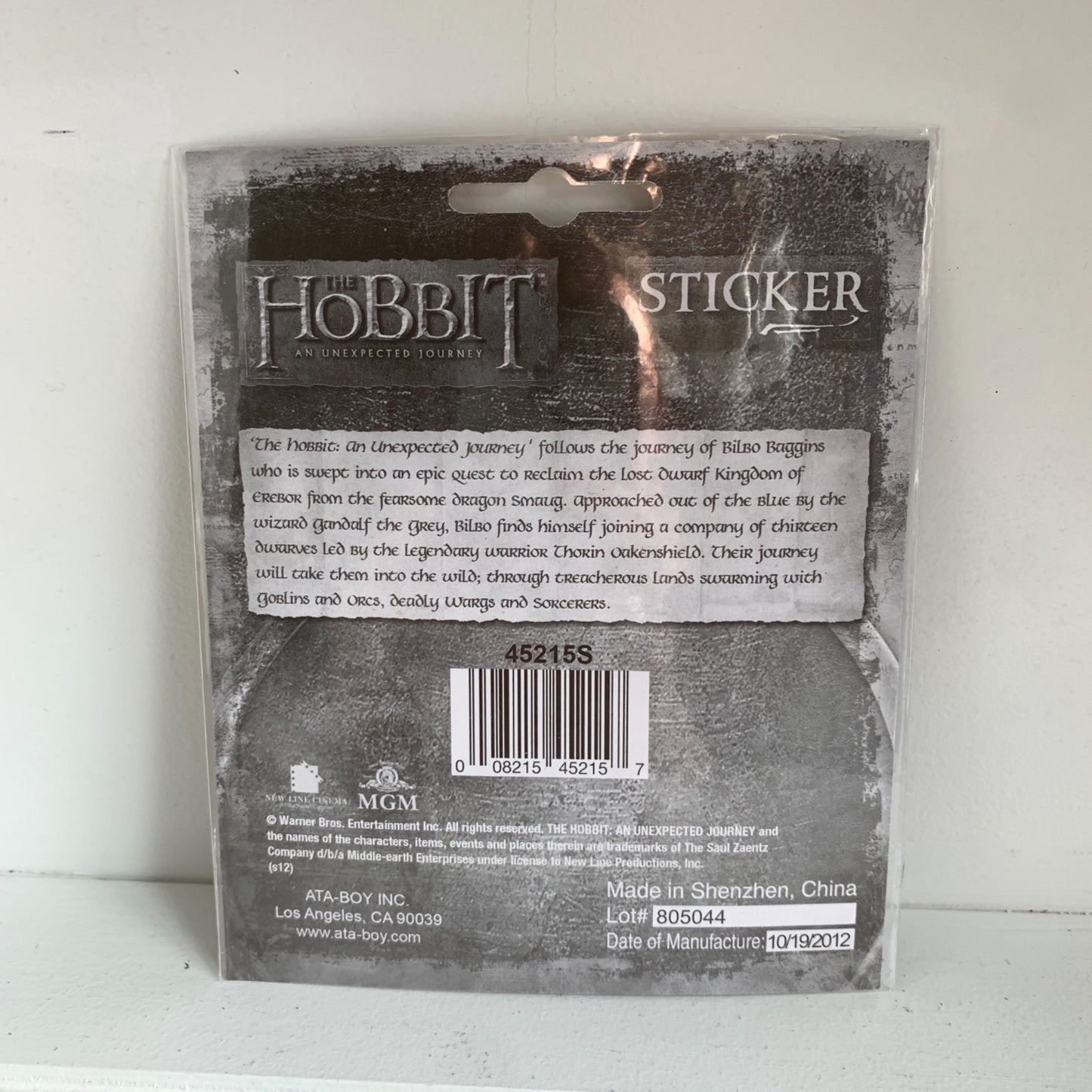 The Hobbit: An Unexpected Journey Bilbo Baggins Image Peel Off Sticker Decal NEW