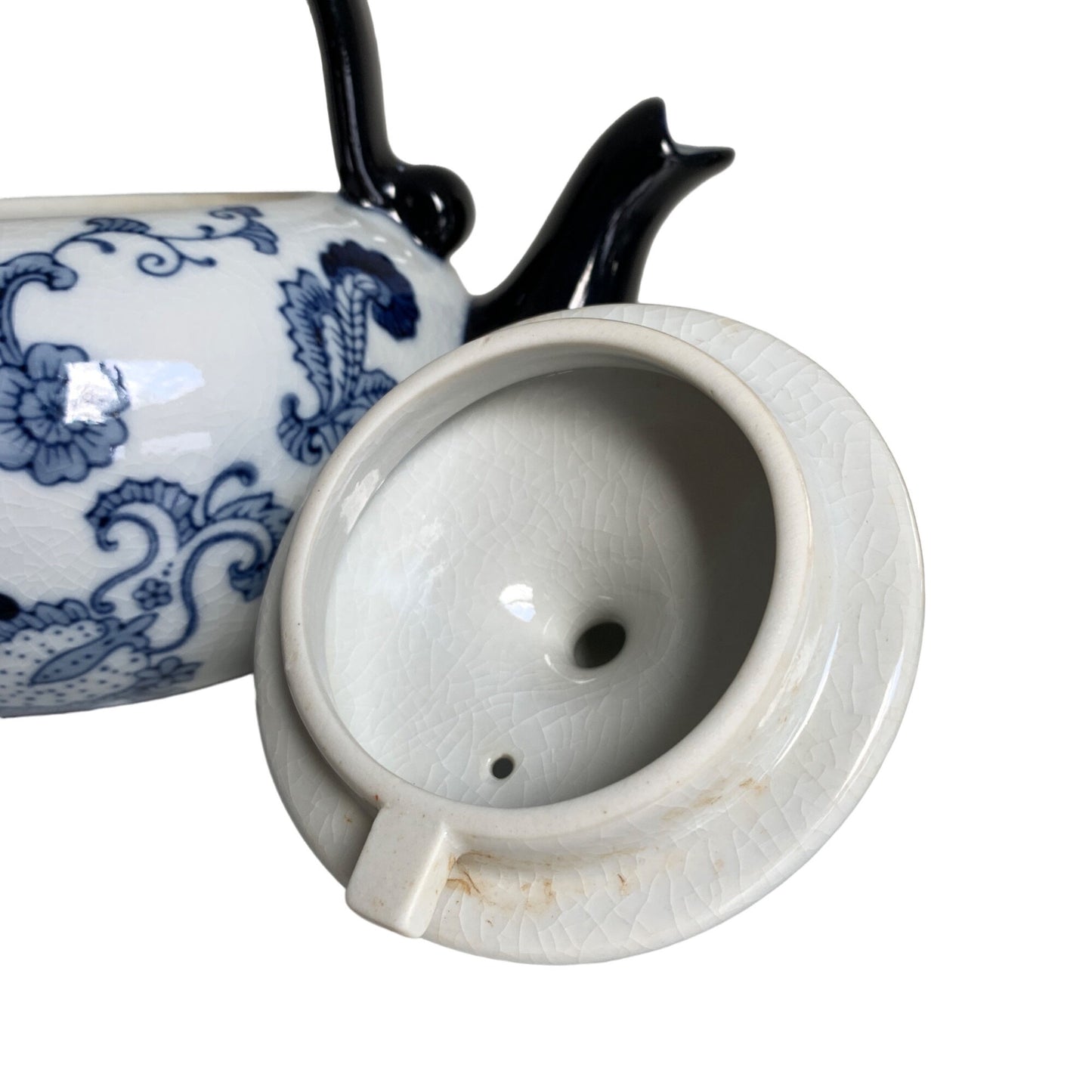 Pier 1 Imports Chinoiserie Blue White Floral Ceramic Teapot