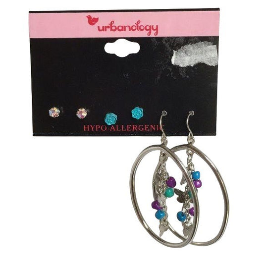 NEW Blue Purple CZ Butterfly Earrings Set of 3