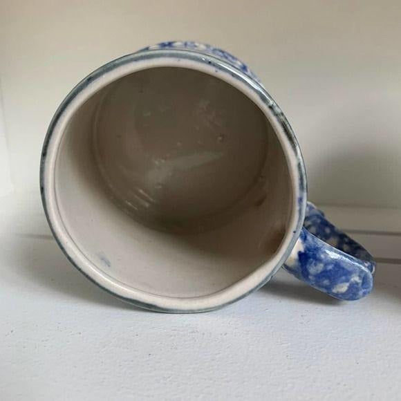 Blue Ceramic Sugar and Creamer Set Spongeware