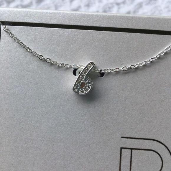 Silver-Plated CZ Initial “B” Pendant Necklace