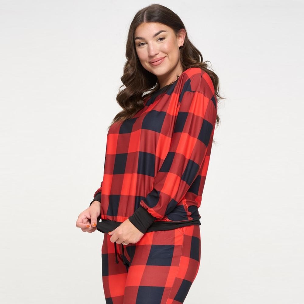 Women’s Plus Size Decked Out In Plaid Loungewear Top
