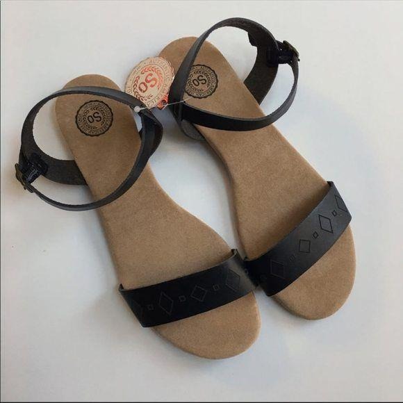 New SO Women’s Ankle Strap Sandals Black