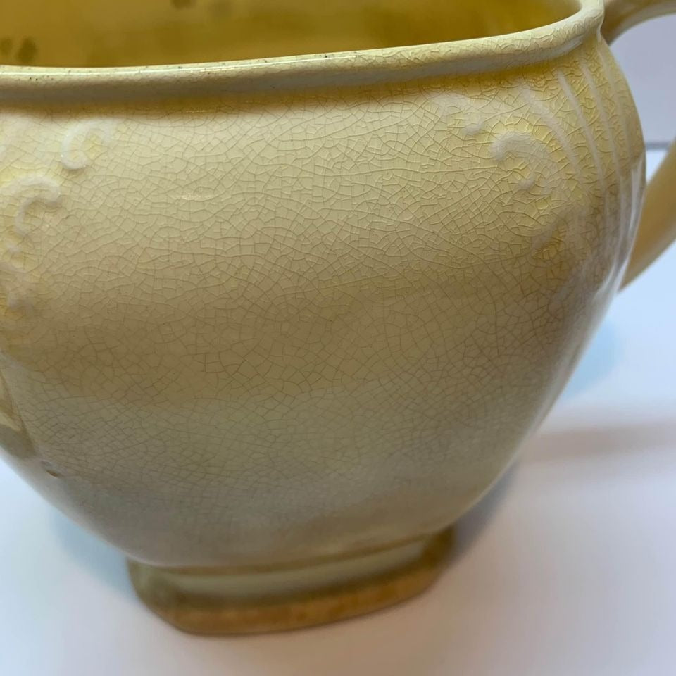 1932 Vintage Crown Potteries Company Yellow Lidded Pitcher