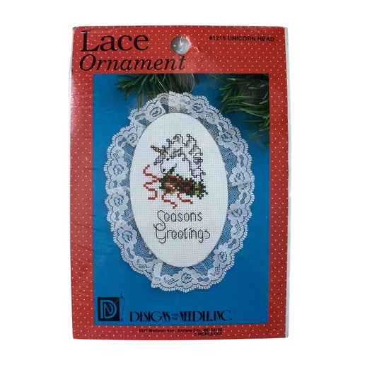 Designs for the Needle Seasons Greetings Unicorn Crossstitch Kit Vintage New