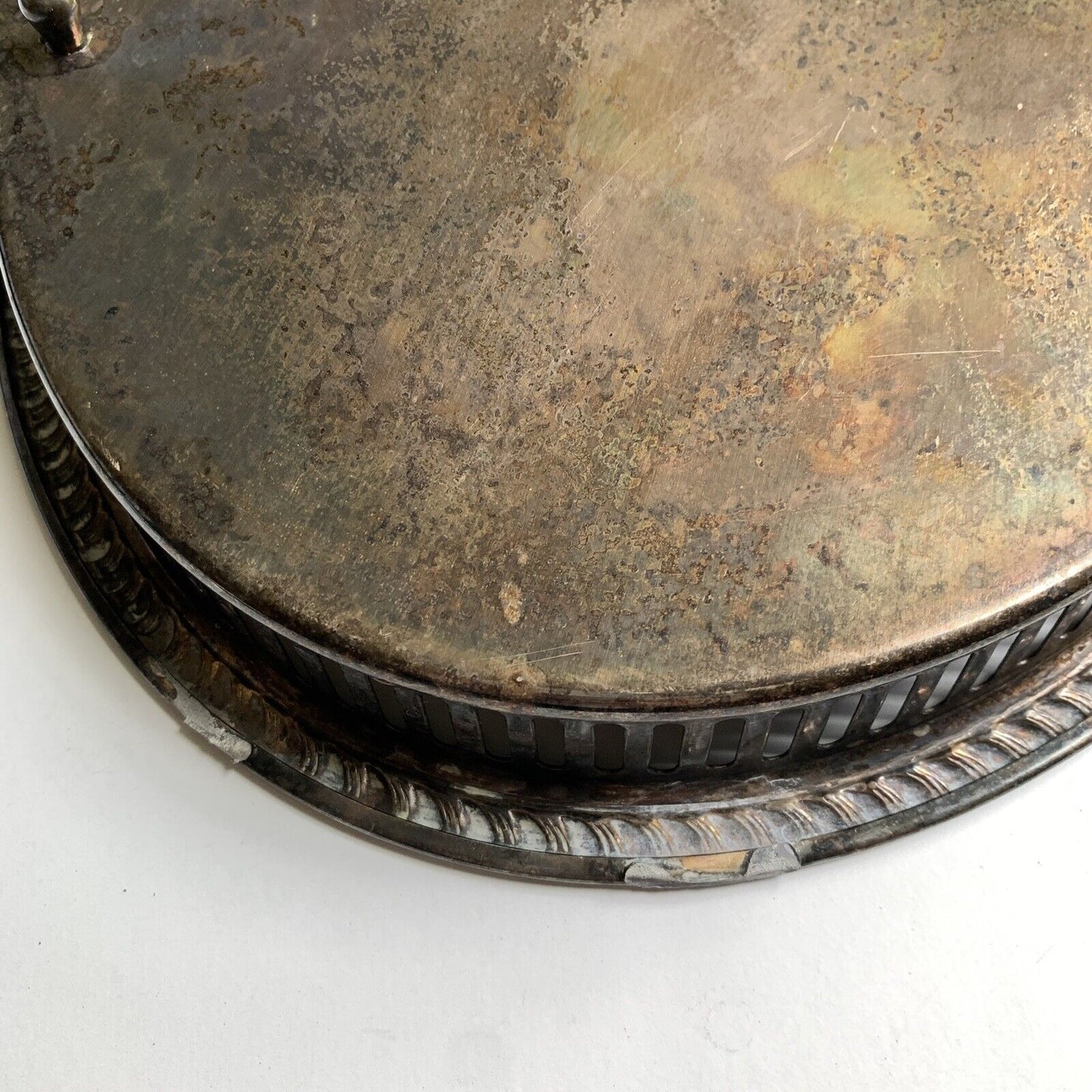 Kirk's Silver Guild A-1 Footed Serving Tray Vintage Broken Handle