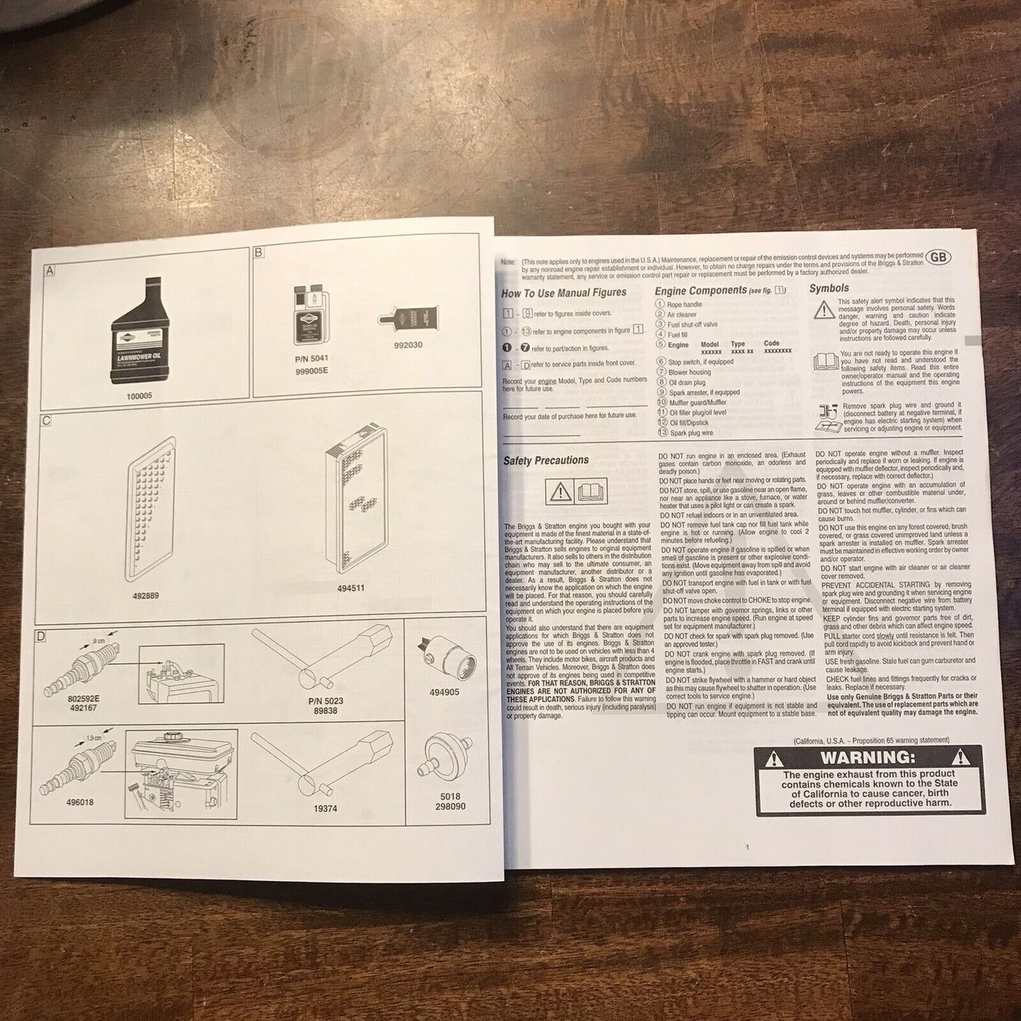 Briggs & Stratton Operator/Owner Maintenance Instruction Manual 93400