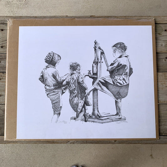 Vintage 1987 SIGNED Print: Dirty Feet by Dave McCamon Pencil Drawing NOS