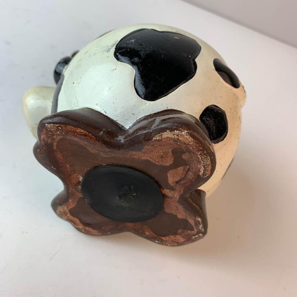 Vintage Chippy Painted Fat Cow Money Bank