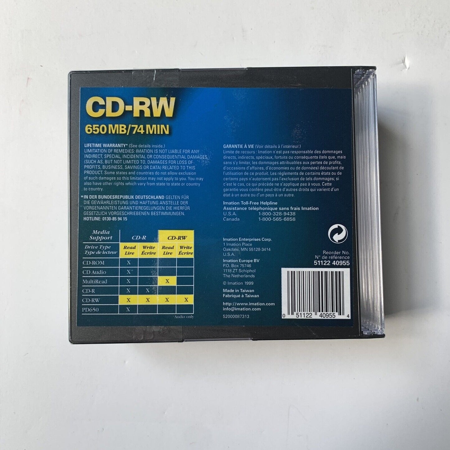 NEW/SEALED 10-PACK: IMATION CD-RW - 650 MB 74 MIN