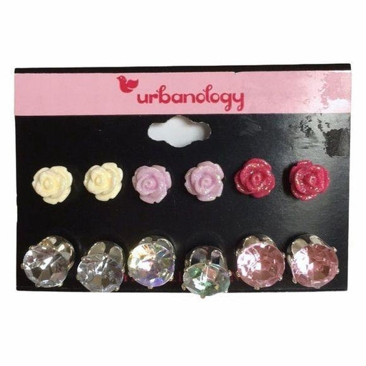 New Urbanology Rose & Crystal Earrings Set