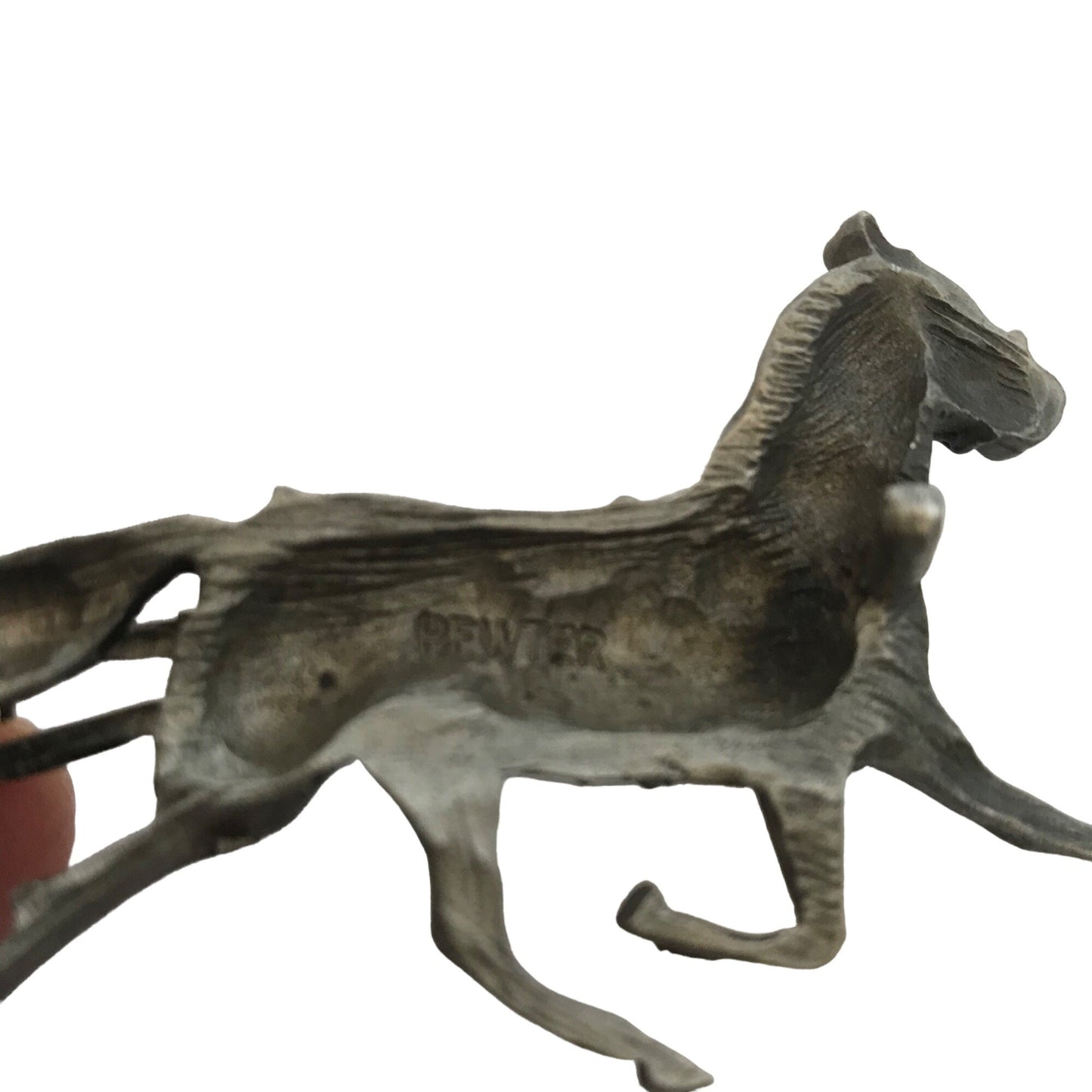 Vintage Pewter Horse Cart Racing Belt Buckle