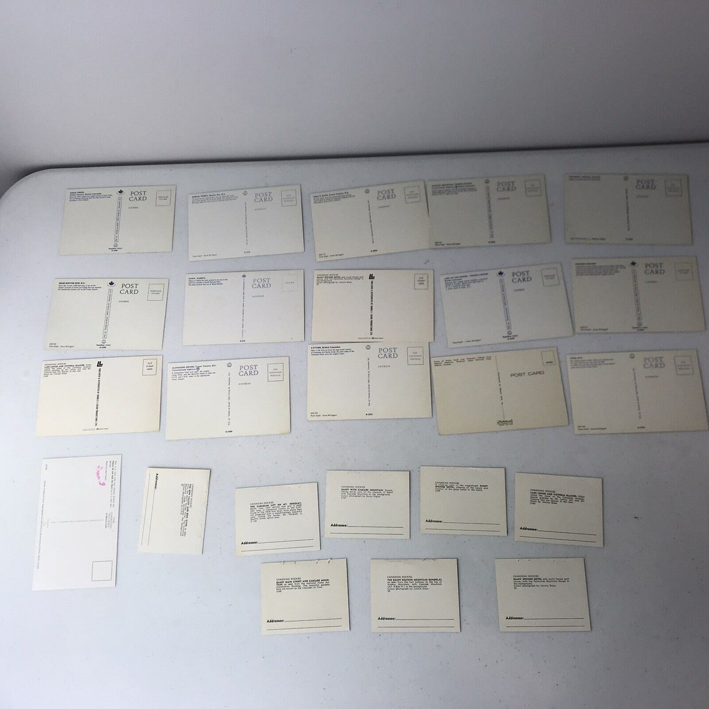 Lot 16 Vintage Canadian Rockies Postcards + 7 Miniature Photos, Alberta, BC