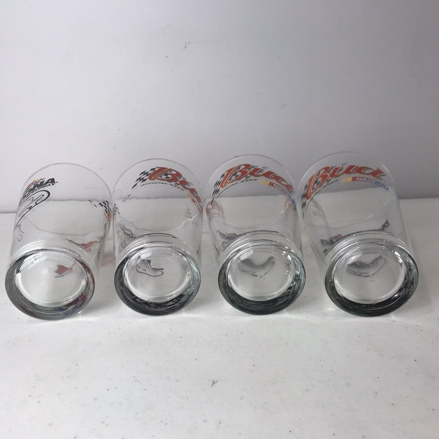 Set 4 Budweiser BUD NASCAR Beer Glasses DAYTONA International Speedway 16 oz
