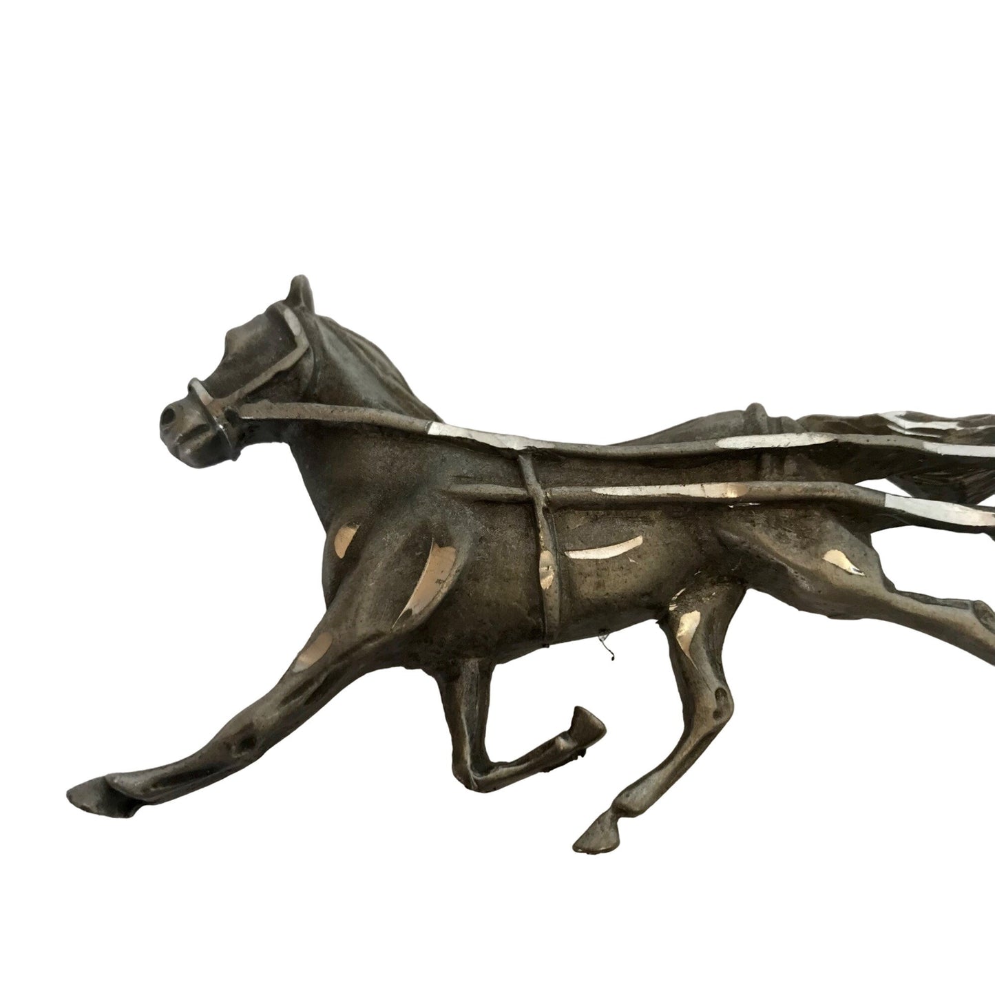 Vintage Pewter Horse Cart Racing Belt Buckle