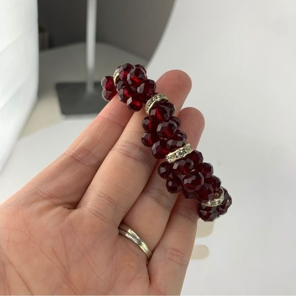 New Red Beaded Stretch Bracelet