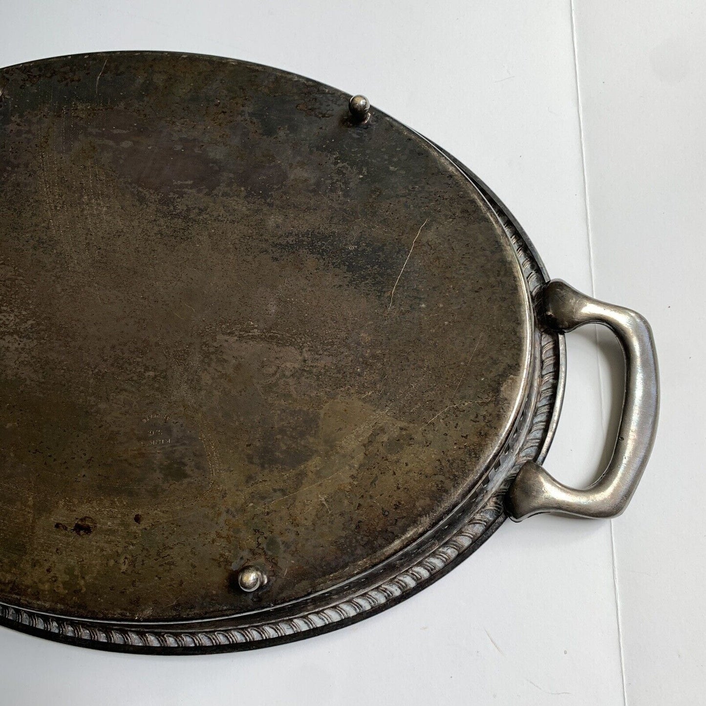 Kirk's Silver Guild A-1 Footed Serving Tray Vintage Broken Handle