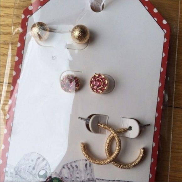 New Rose Gold Earrings Set Of 3 Pairs